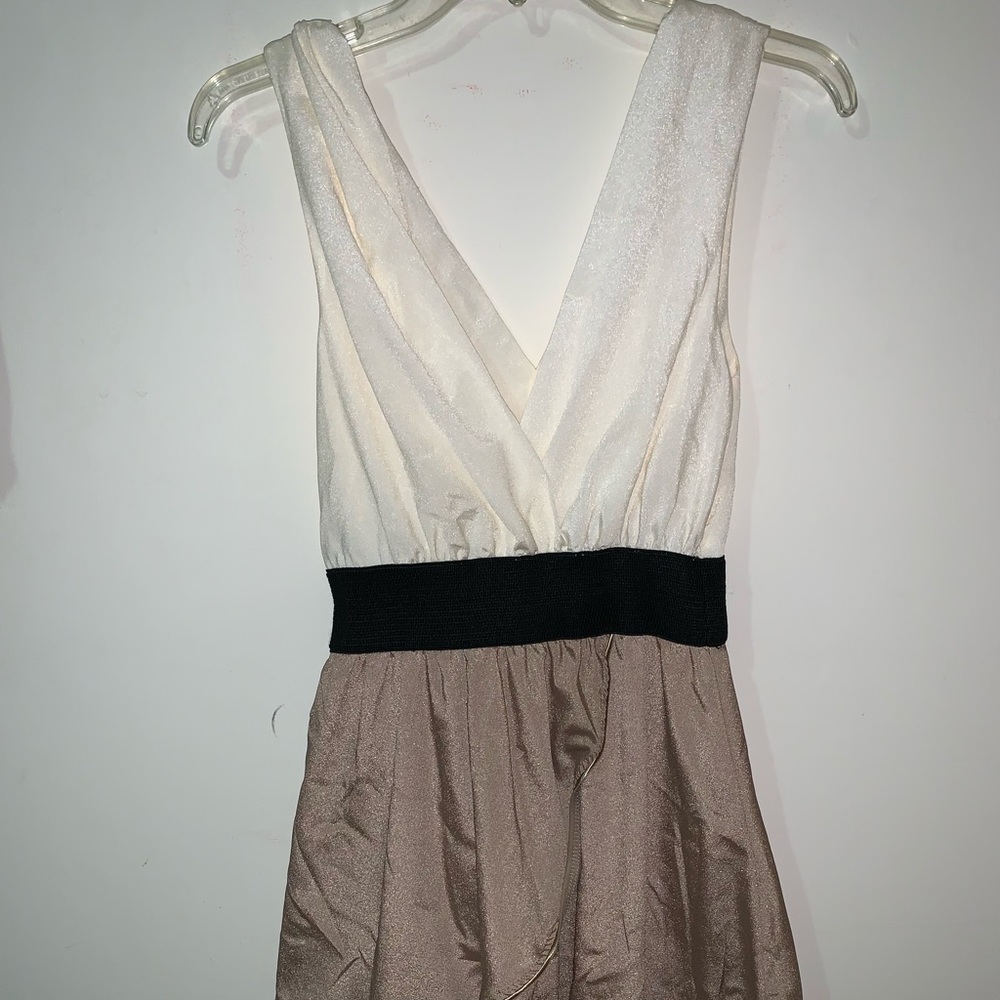 Ivory/Tan ruffle V-neck dress NWT!